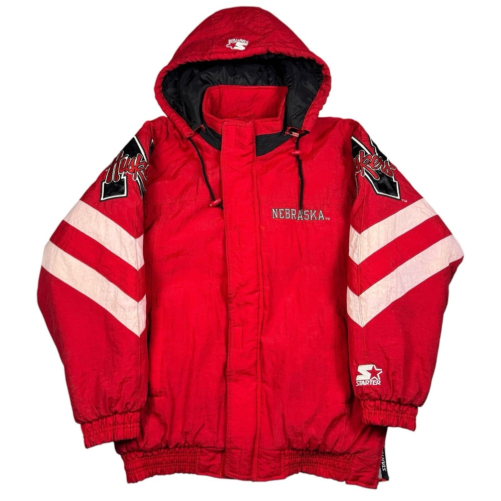 Vintage Nebraska Cornhuskers Starter Jacket Men's M Full Zip Football Puffer 90s
